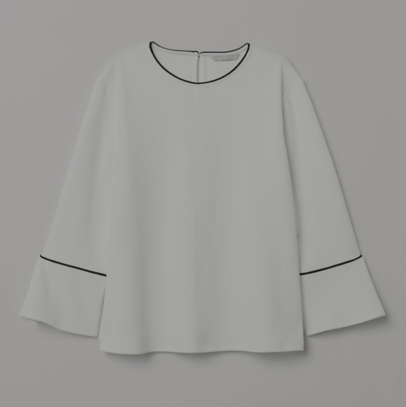 H&M White Blouse with Long Bell Sleeves Size Medium - Picture 5 of 8